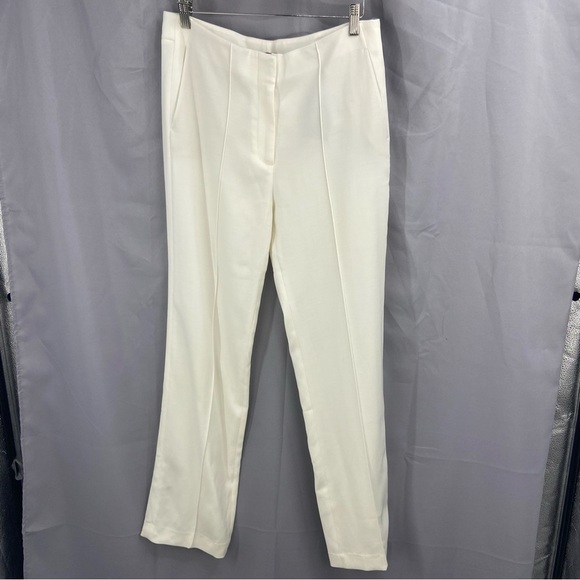 NWT Massimo Dutti White High Waisted Flat Front / Front Seam Trousers Pants - Picture 1 of 8